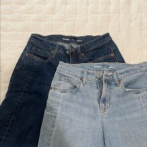 Old Navy High-Rise Straight Jeans - Dark Indigo & Light Wash Blue -